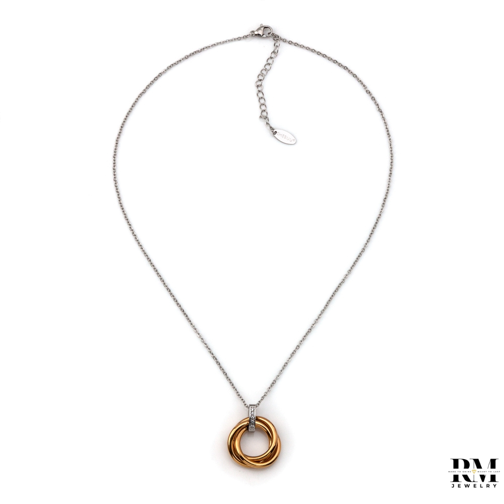 Colar Prateado com Argolas Entrelaçadas