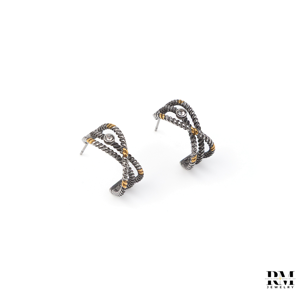 Brinco com Argola Tripla Entrelaçada