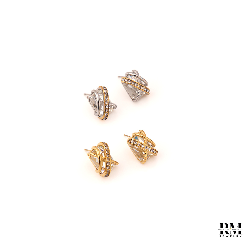 Brinco Pedra Branca e Zircónias