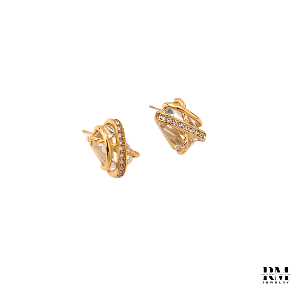 Brinco Pedra Branca e Zircónias