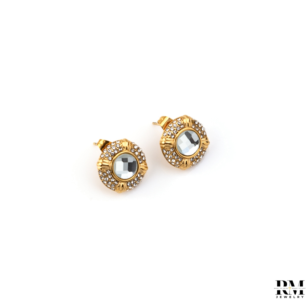 Brinco Disco Bicolor Vintage com Strass