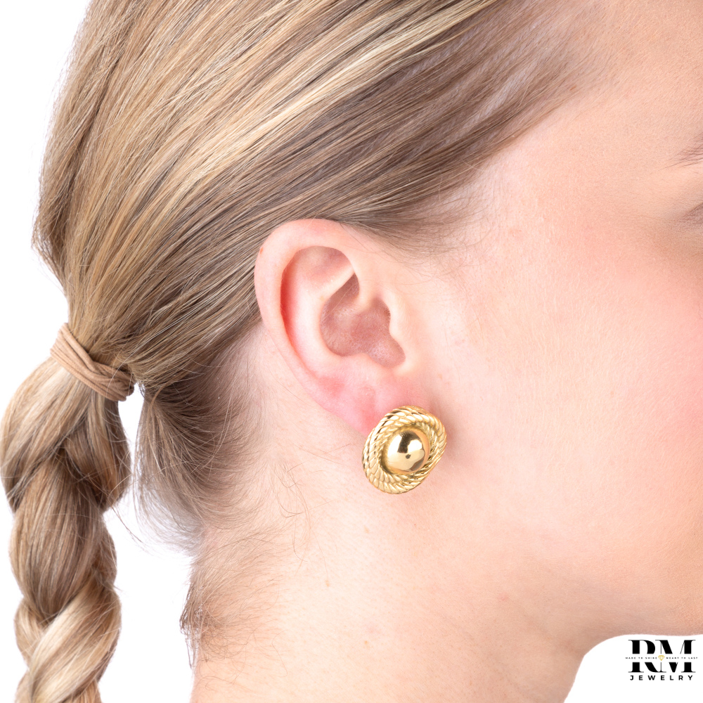 Brinco Botão Nó de Corda