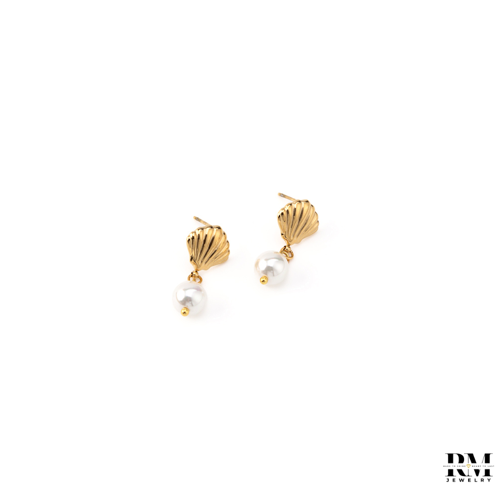 Brinco com Concha do Mar e Pérolas