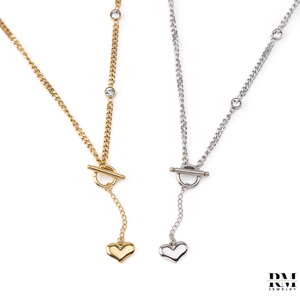 Colar com Coração e Zircónias