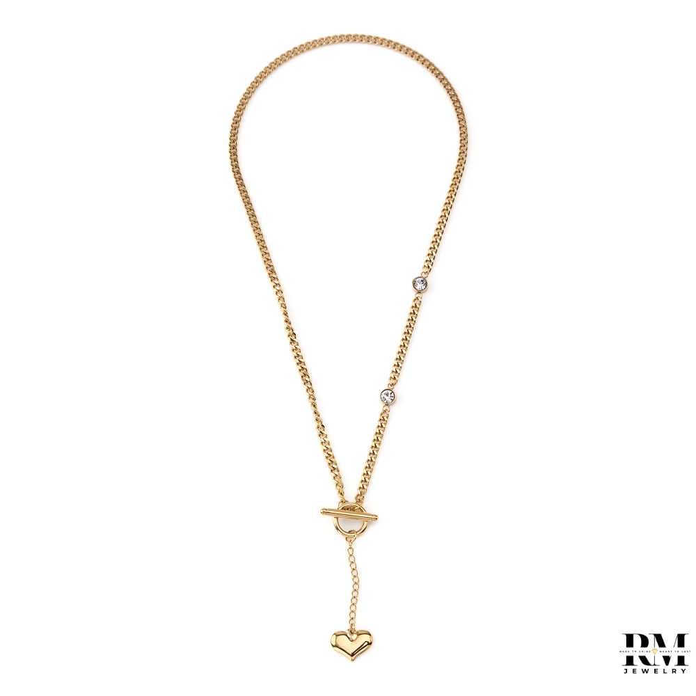 Colar com Coração e Zircónias