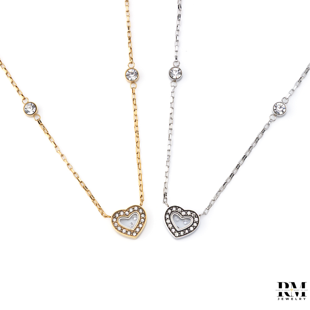 Colar Coração Brilhante com Cristais