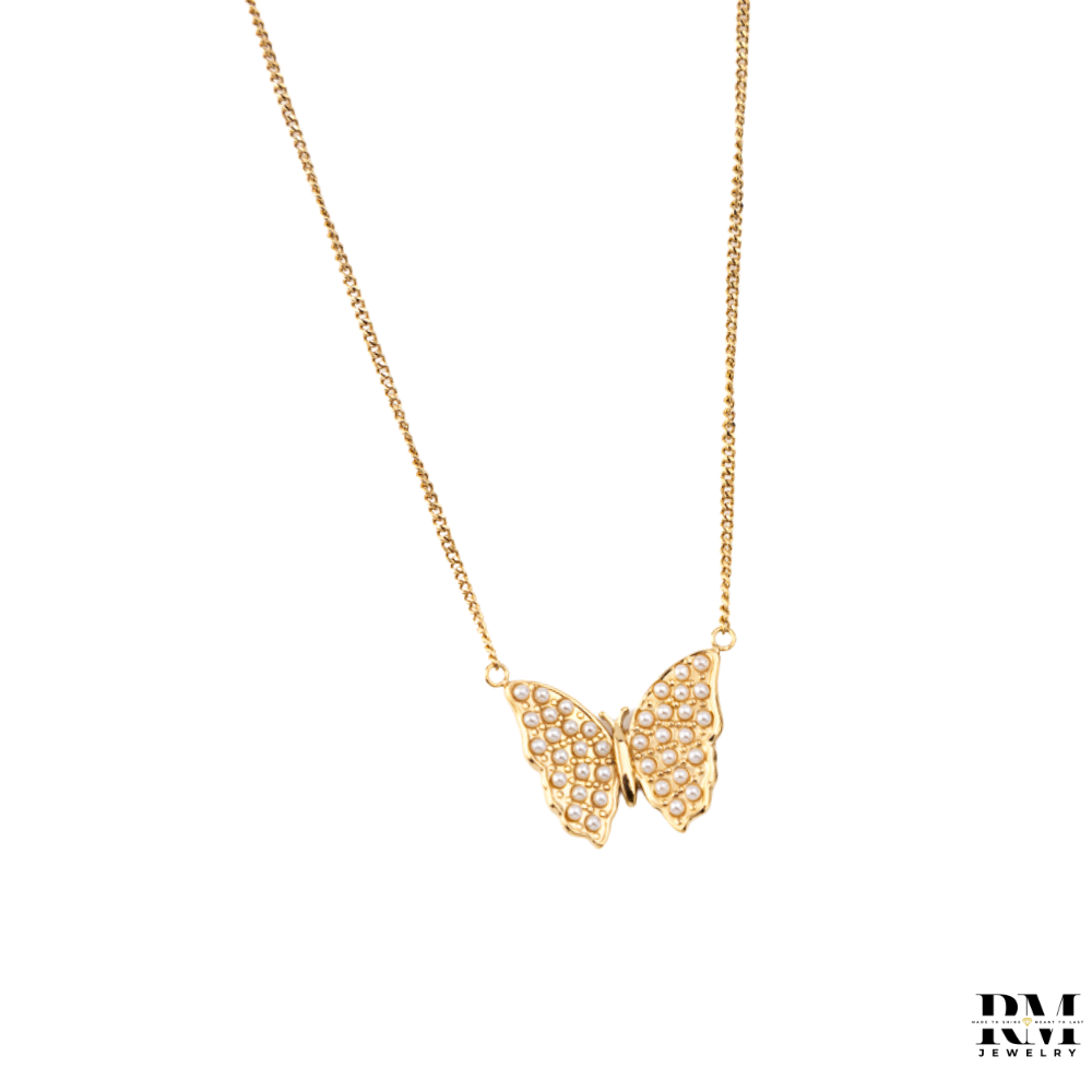 Colar com Borboleta de Pérolas