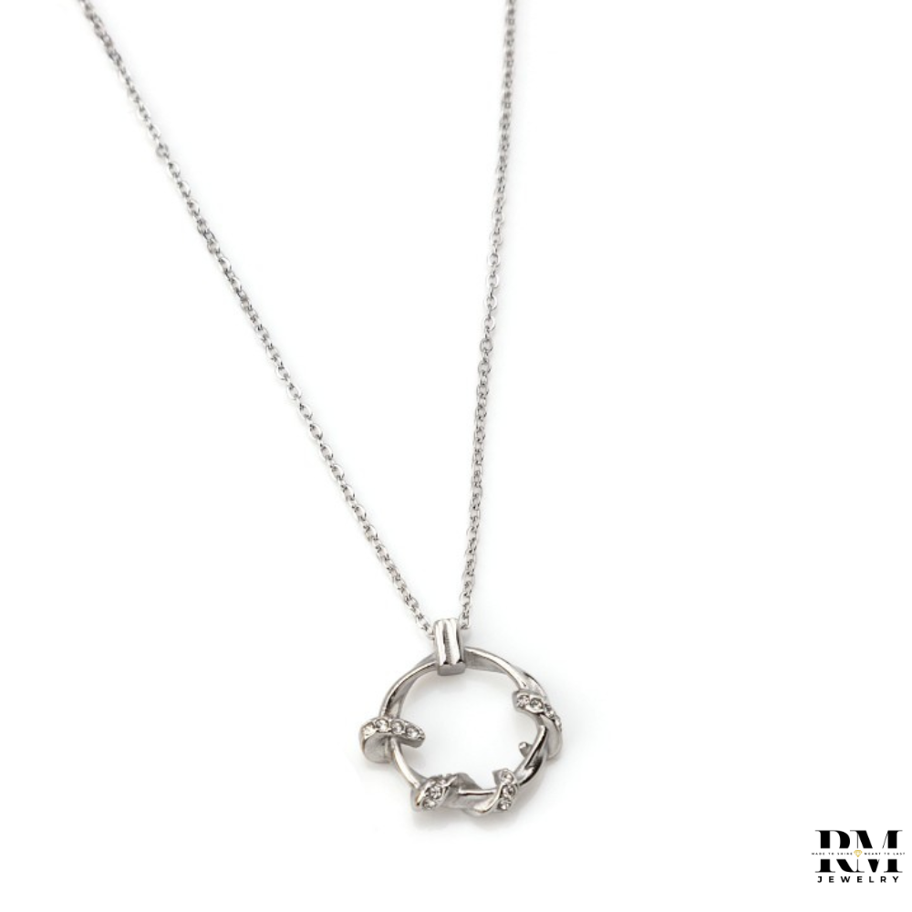 Colar Prateado com Pequenas Zircónias