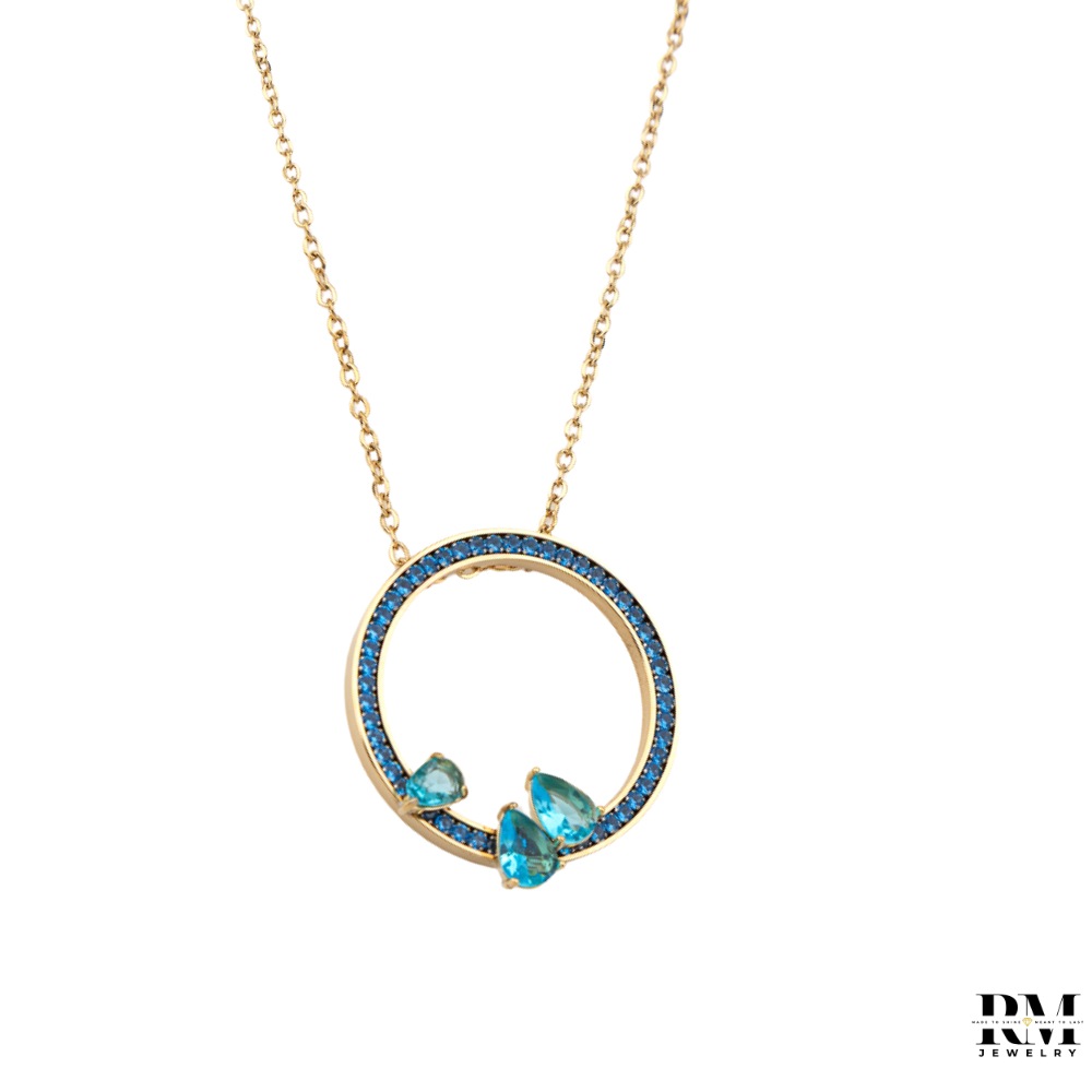 Colar Simples Com Zircónias Brancas e Azuis