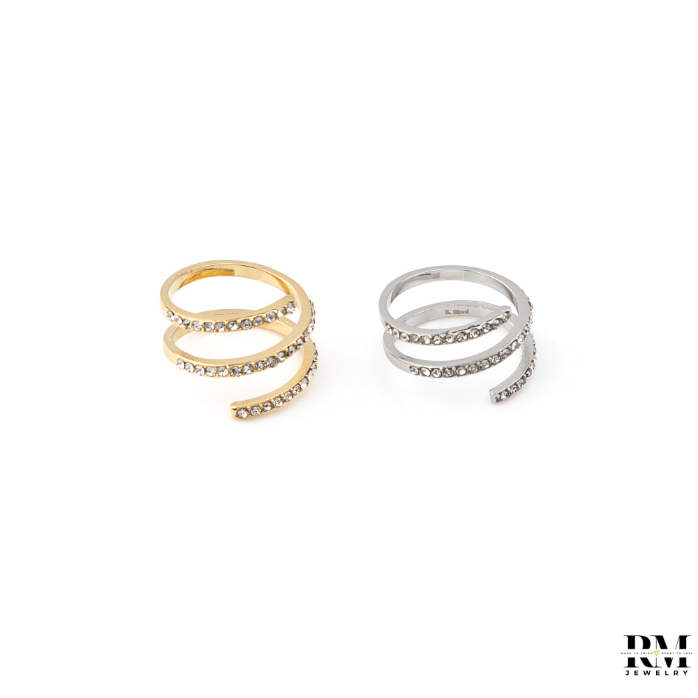 Anel Espiral Brilhantes